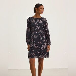 Velvet by Graham & Spencer Celina Navy Floral Cotton Long Sleeves Dress